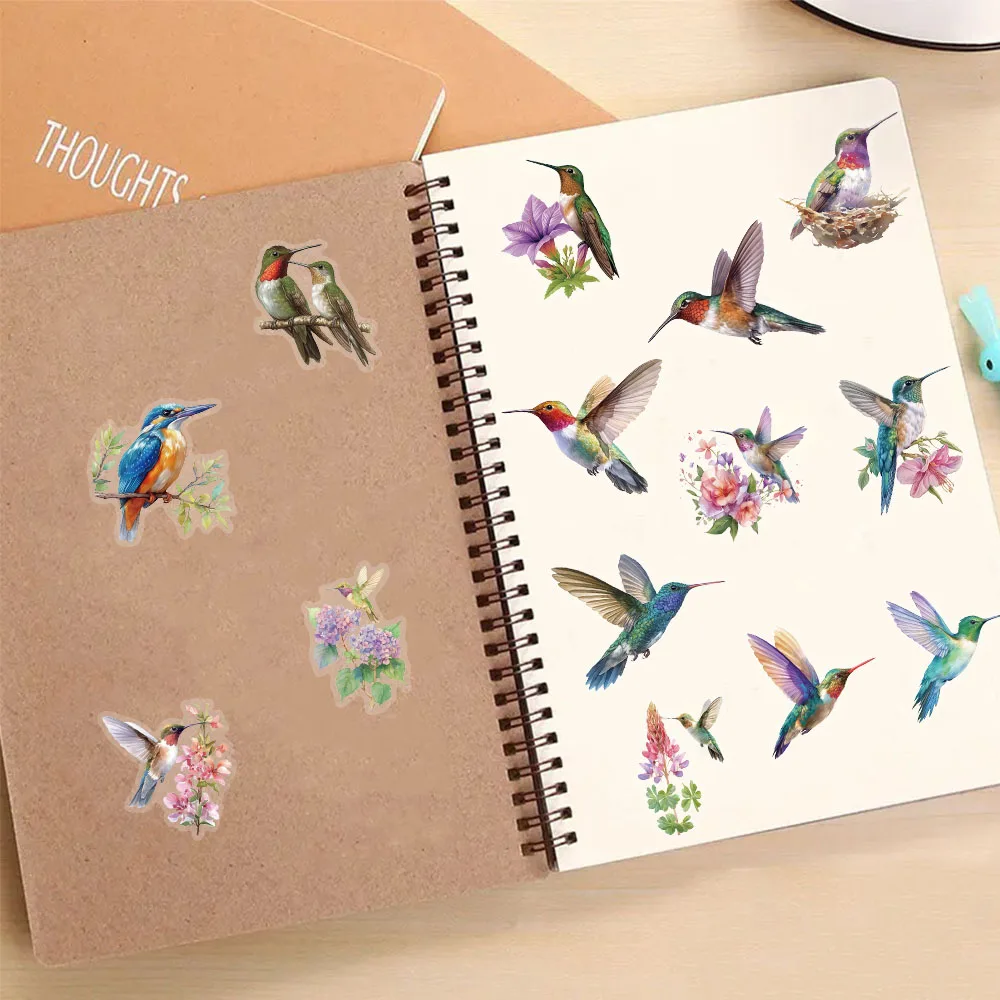 50/100PCS Cute Hummingbird PET Stickers Waterproof and Durable Decorative Motorcycle Notebook Water Bottle Waterproof Stickers