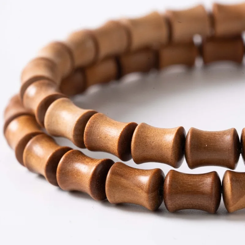Indian Sandalwood Bamboo Joint Beads Mala Bracelet Single Circle Wenwan Rising Success Unisex Handmade Daily Wear Jewelry Gift