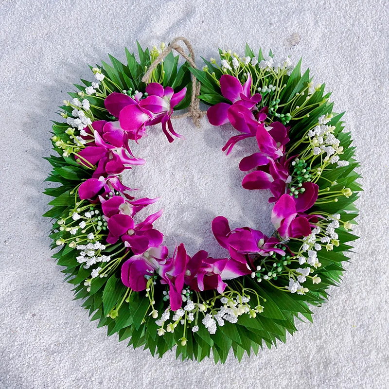 2024 New Arriaval Romantic Orchid With Ti Leaf Tongan Lei Luxury Flower Hawaii Leis Hula Dance Performance