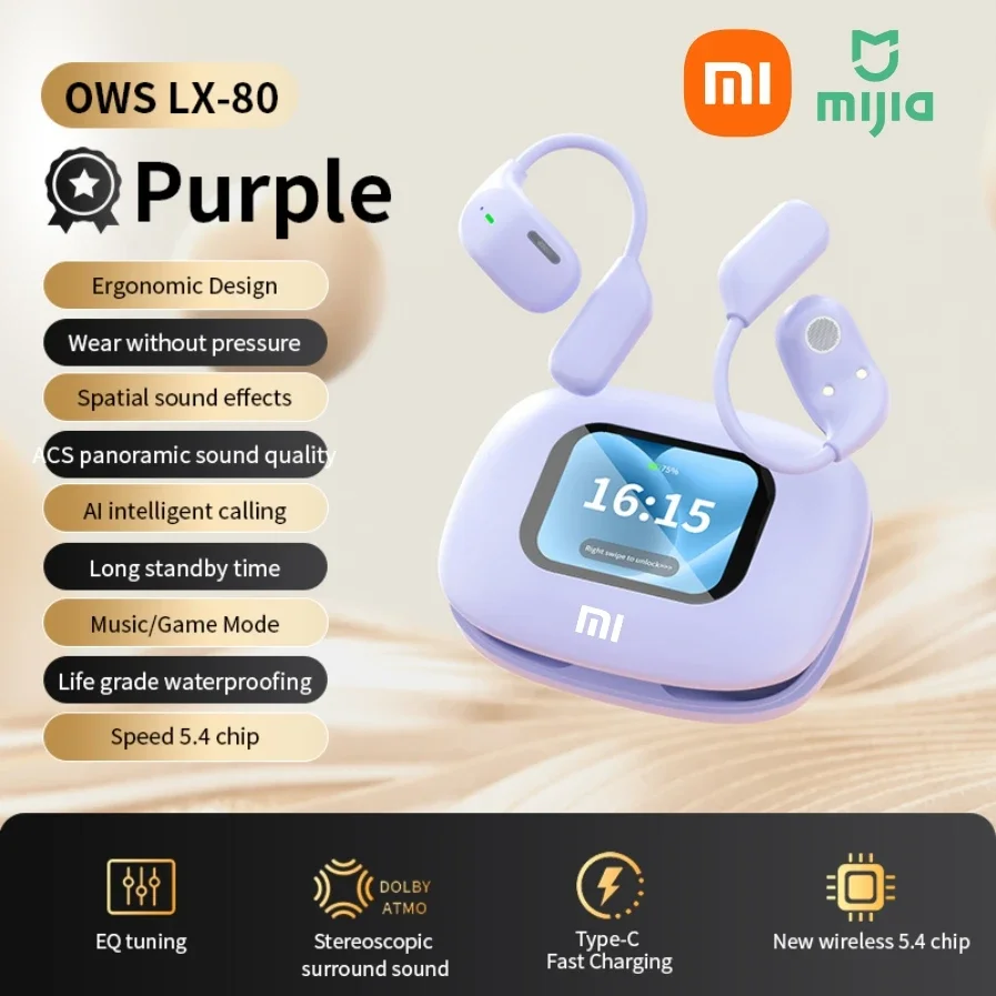 Xiaomi LX-80 OWS Беспроводные полноцветные игровые наушники с сенсорным экраном ANC Long Range Stereo Sports с шумоподавлением