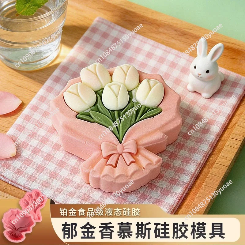 

Tulip mousse silicone mold, baking, French dessert cake decoration, floral food-grade mold