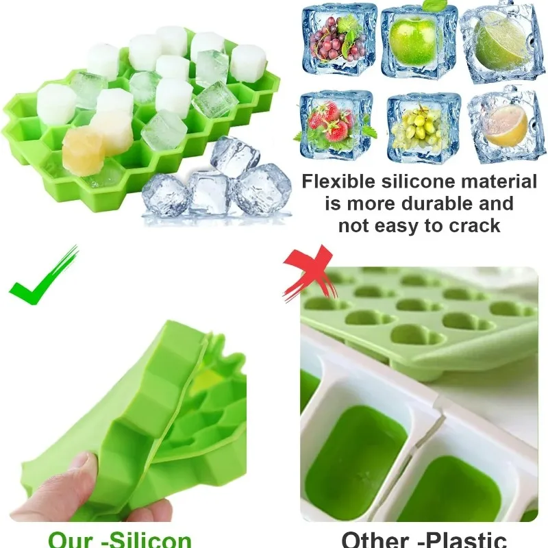 Ice Cube Tray Silicone Mould 37 Cellular Silicone Ice Cubes Hexagonal Molds DIY Kitchen Honeycomb Ice Cubes Molds