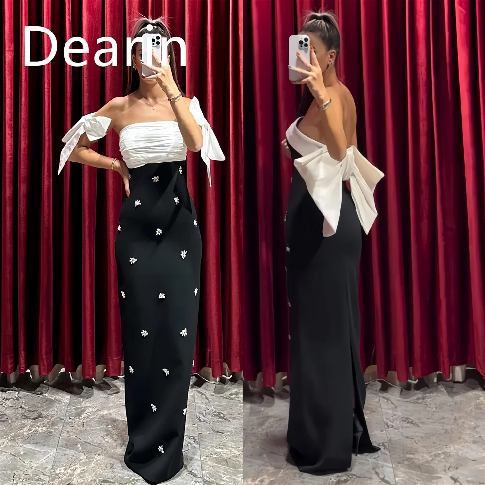 

Customized Saudi Arabia Dearin Strapless Column Floor Length Skirts Vertically Bespoke Occasion Dresses Evening Gown Formal Prom