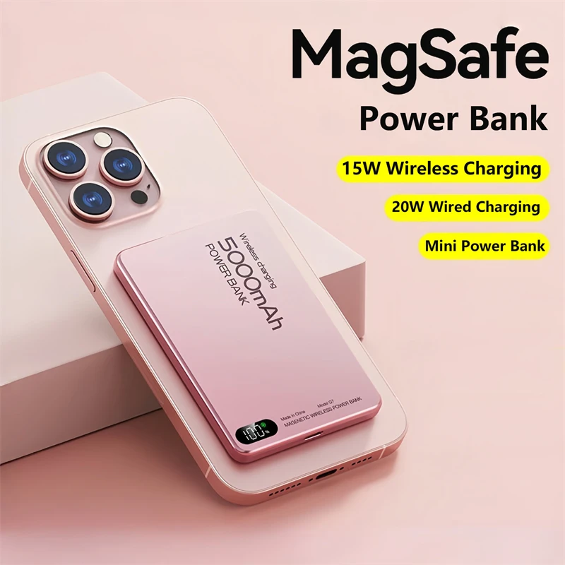 

Upgrade Ultra Thin Power Bank Magnetic Wireless 22.5W Fast Charging for iPhone iWatch Airpods MagSafe Portable Charger Powerbank