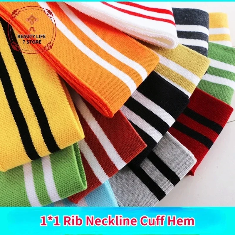 Cotton Elastic Ribbed Cuff Neckline Cloth Stripes Stretch Knitted Fabric Collar Hem Winter Jacket Clothing Accessories