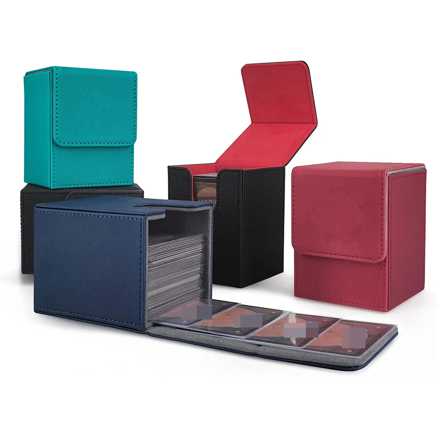 

Коробка для колоды карт, коробка для хранения карт вмещает 100 карт с одним рукавом, магнитная застежка из искусственной кожи для волшебных карт, TCG-карты