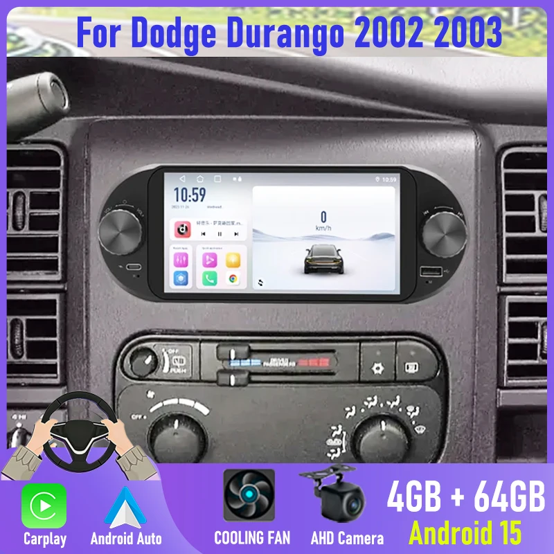 

6.8'' 2DIN Car Radio for Dodge Durango 2002 2003 Android 15 4+64GB Wireless Apple CarPlay Android Auto GPS WiFi Reversing Camera