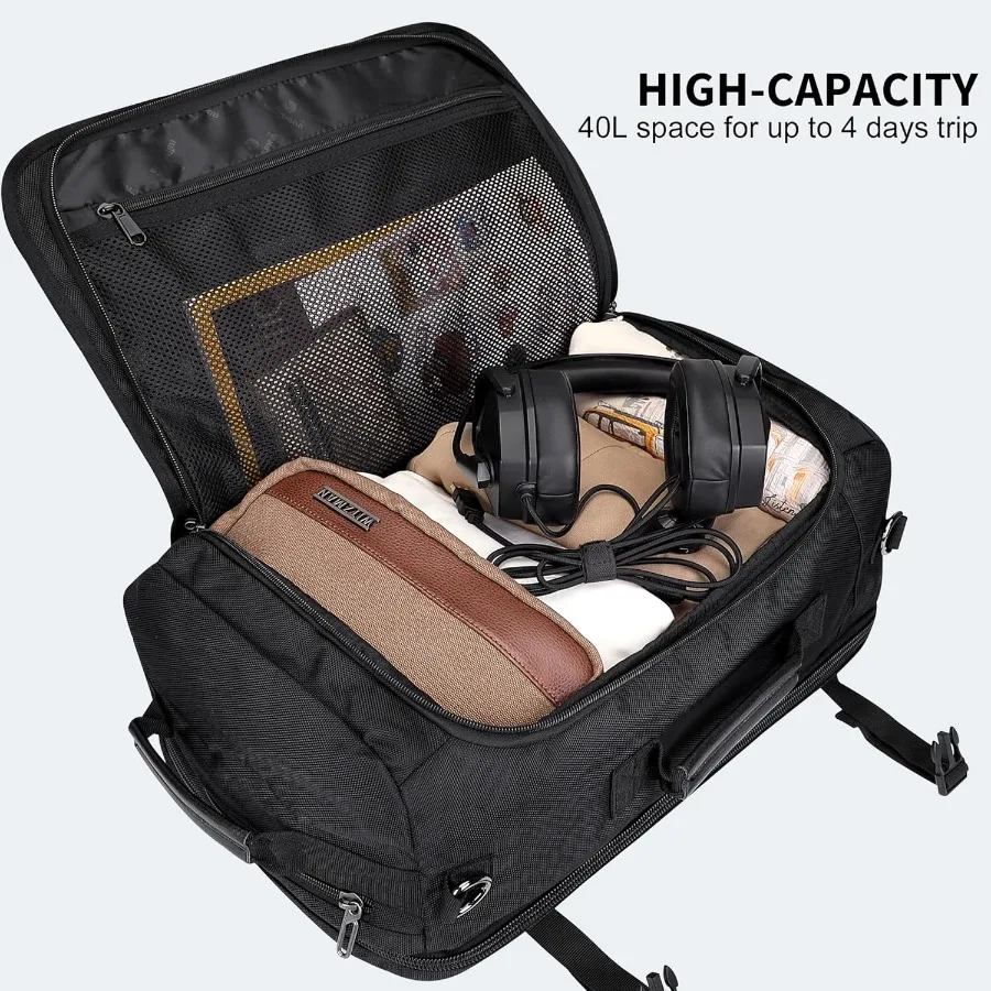 حقيبة ظهر للسفر من WITZMAN للرجال والنساء حقيبة ظهر للكمبيوتر المحمول مع منفذ شحن USB وحقيبة حمل للأمتعة معتمدة B686 باللون الأسود