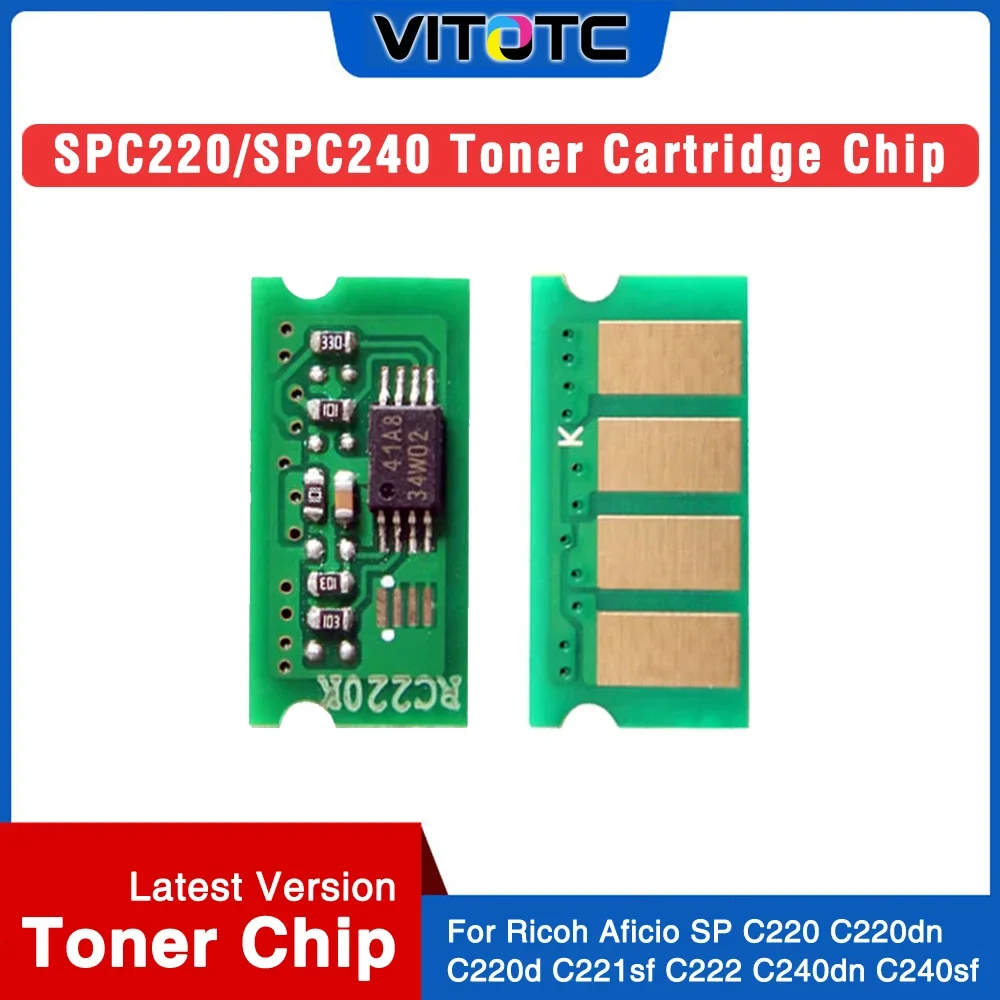 

4pcs Reset Chip Compatible for Ricoh Aficio SPC220 SP C222 C240 240 C240dn 240sf Toner Cartridge Refill