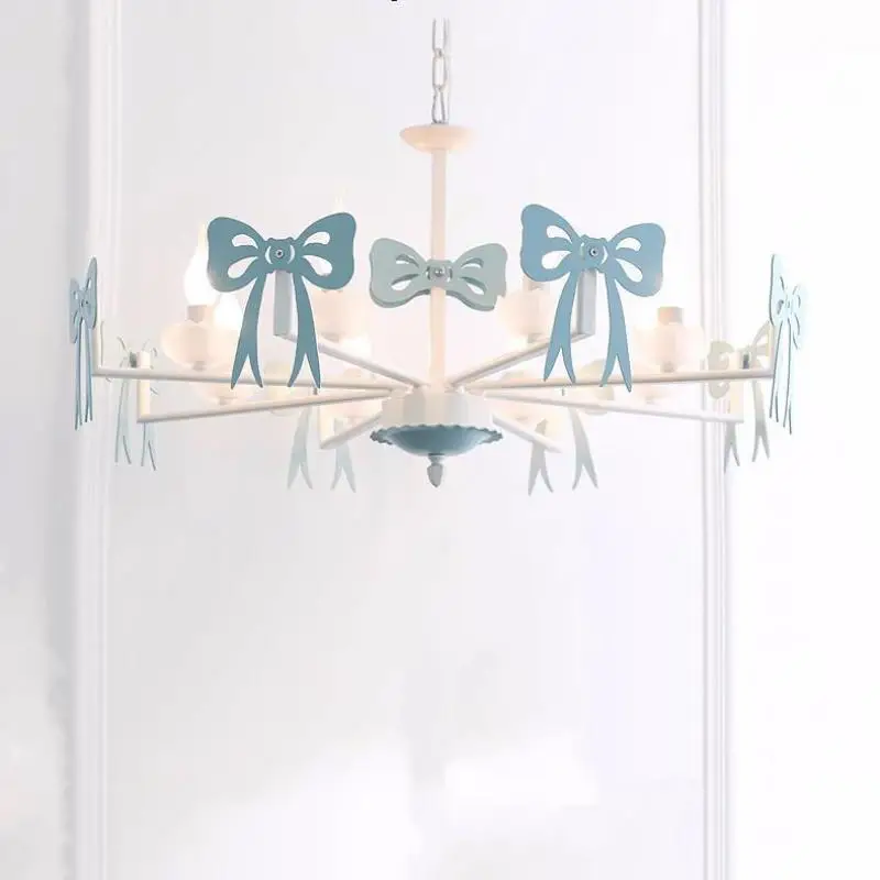 Children bedroom blue Ribbon lamp Chandelier led Bow Light butterfly kid lighting Living Room Restaurant wedding chandelier