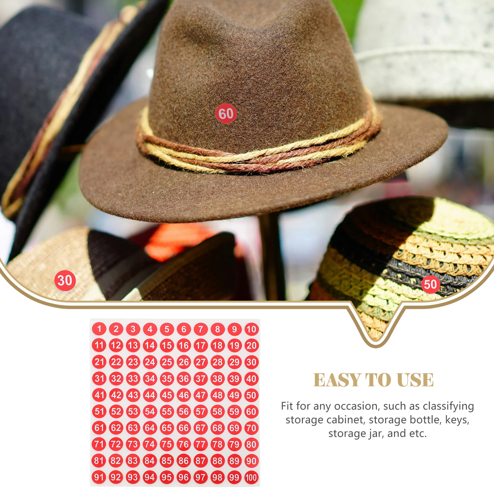 Waterproof Number Stickers Round Digital Labels Self-Adhesive For Office Classroom Organization File Folders Storage