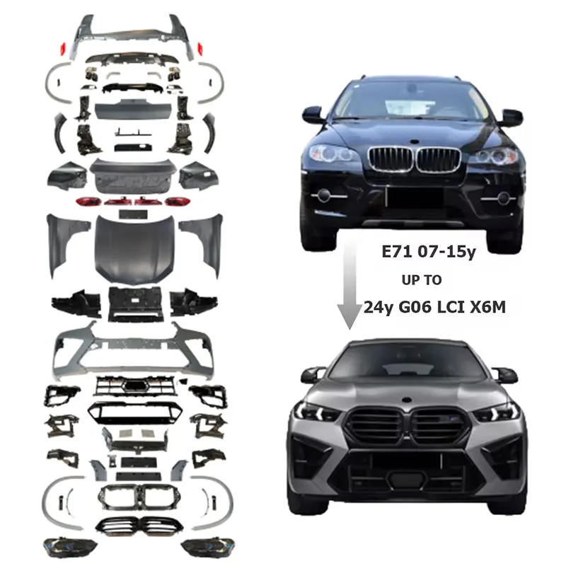 2007-2015Y X6 E71 upgrade to 24y G06 LCI X6M M style car auto body kits parts bumper accessories for bmw X6 E71