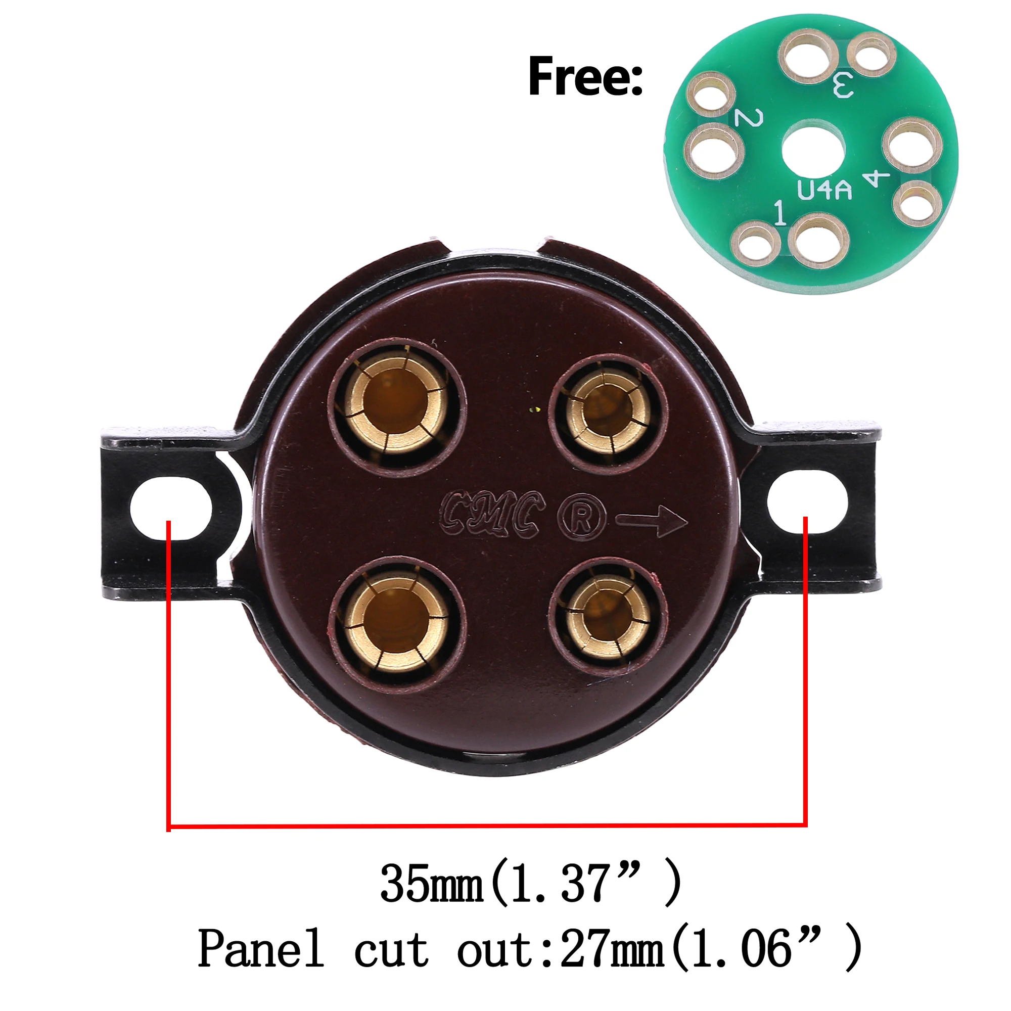CMC 4-контактная ламповая розетка из ПТФЭ, бакелитовое позолоченное для 300B FU-811 811 274B 572B 2A3, электронный ламповый усилитель HIFI, винтажное аудио