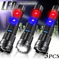Potente linterna LED XHP50, resistente al agua, con luz lateral, 7 modos, linterna para acampar y pescar, lámpara con Zoom recargable tipo C