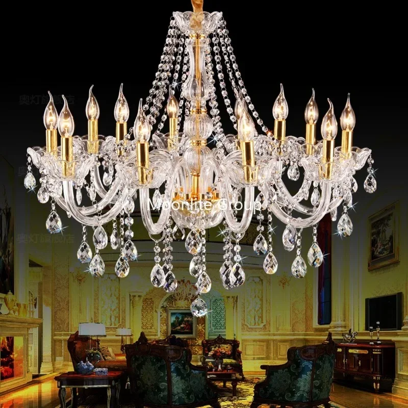 Golden Crystal Chandelier Luxury Living Room Bedroom Candle Pendant Lights Dining Room Creative European Crystal Chandelier