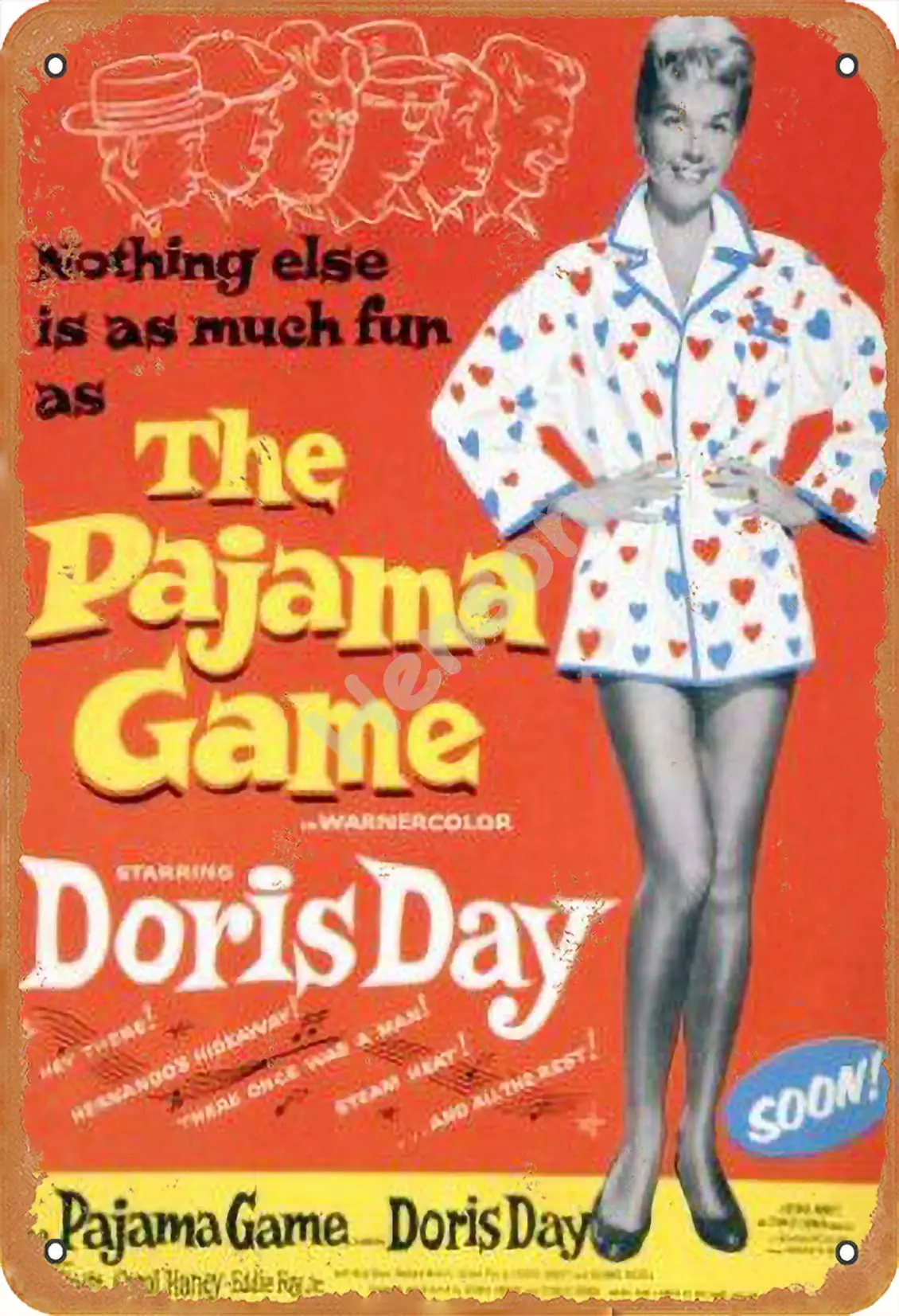 SLALL The Pajama Game Doris Day Ретро-уличная табличка, металлическая табличка для дома, бара, кафе, автомобиля, мотоцикла, гаража, декоративные принадлежности 12