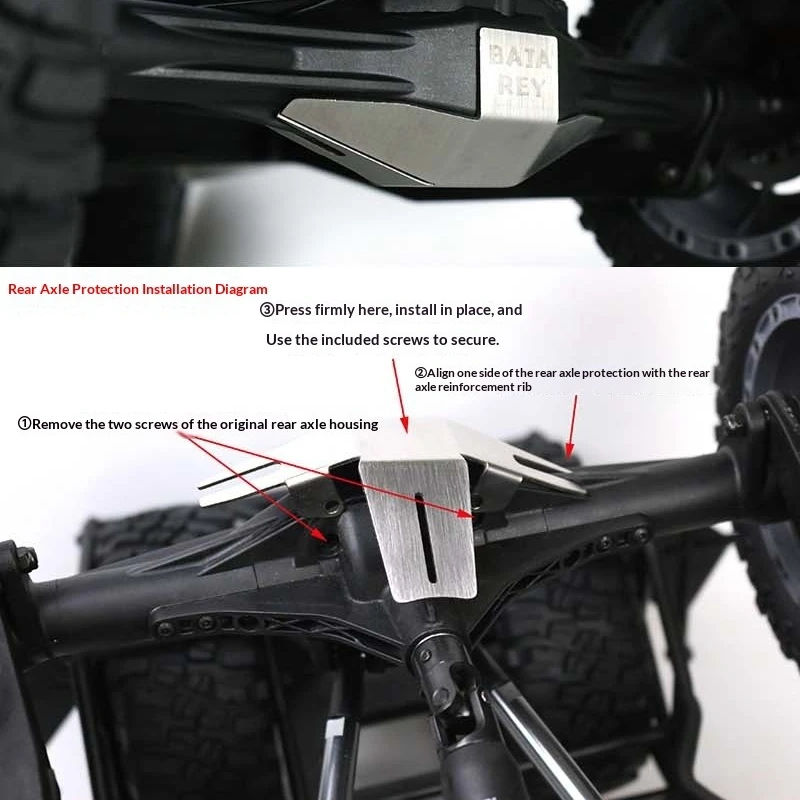 Kompatibel mit LOSI SUPER BAJA REY 2.0 im Maßstab 1:6. Chassispanzerung/Schutzplatte/Stoßstangenschutz aus Edelstahl.