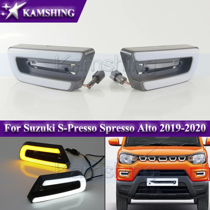 

Kamshing 1 пара светодиодных дневных ходовых огней для Suzuki S-Presso Spresso Alto 2019-2020 DRL дневные огни противотуманные фары указателя поворота