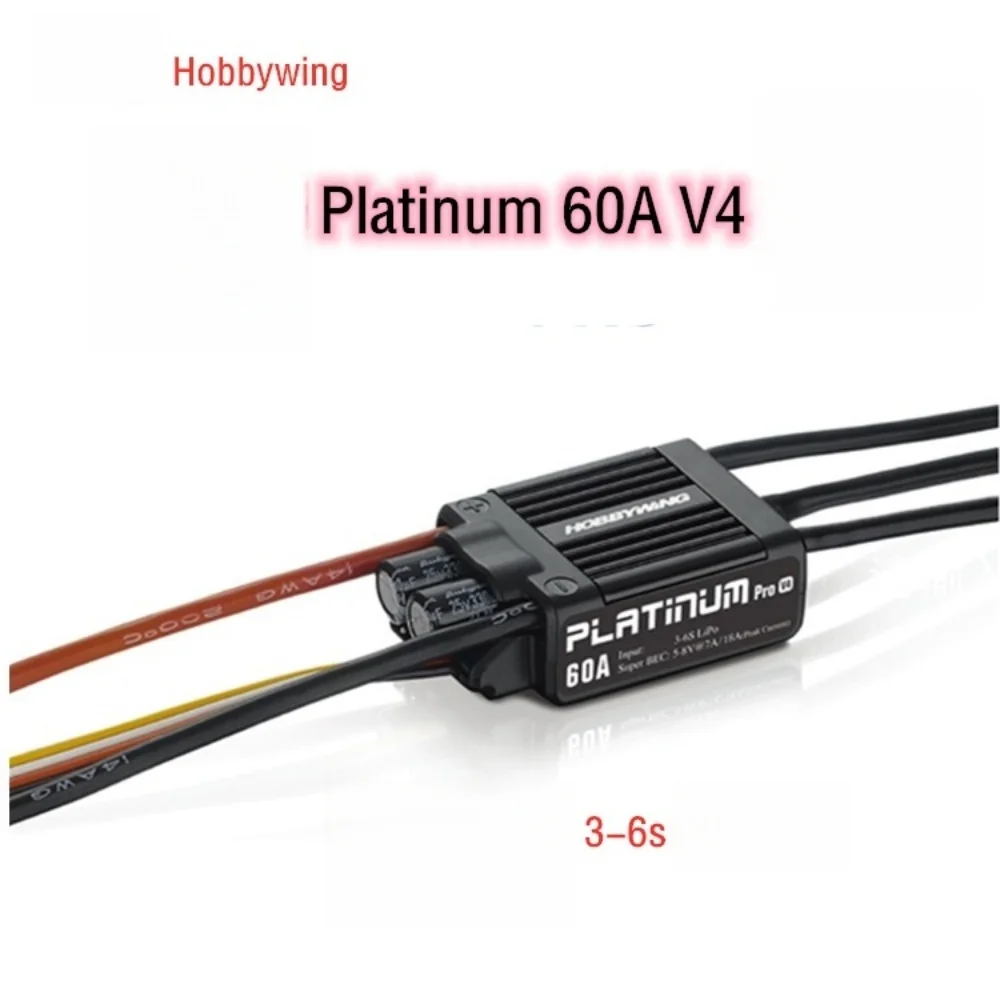 

FATJAY Hobbywing Platinum-60A-V4 60A ESC 3-6S Brushless Electronic Speed Controller for Fixed-wing Aircraft Helicopter