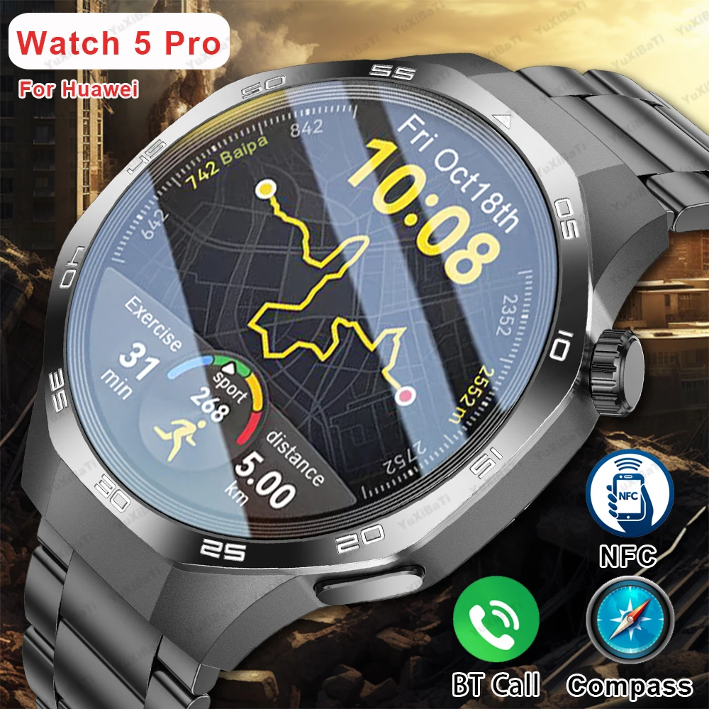 

GPS NFC For GT5 Pro Max Smart Watch Men 360*360 AMOLED Screen Heart Rate Bluetooth Call Waterproof Man Smartwatch 2024