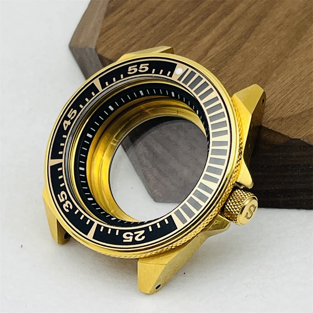 

Mod Samurai King Watch Case Gold NH35 Case Fit for NH35 NH36 4R Automatic Movement Sapphire Glass Transparent Back Diving Case