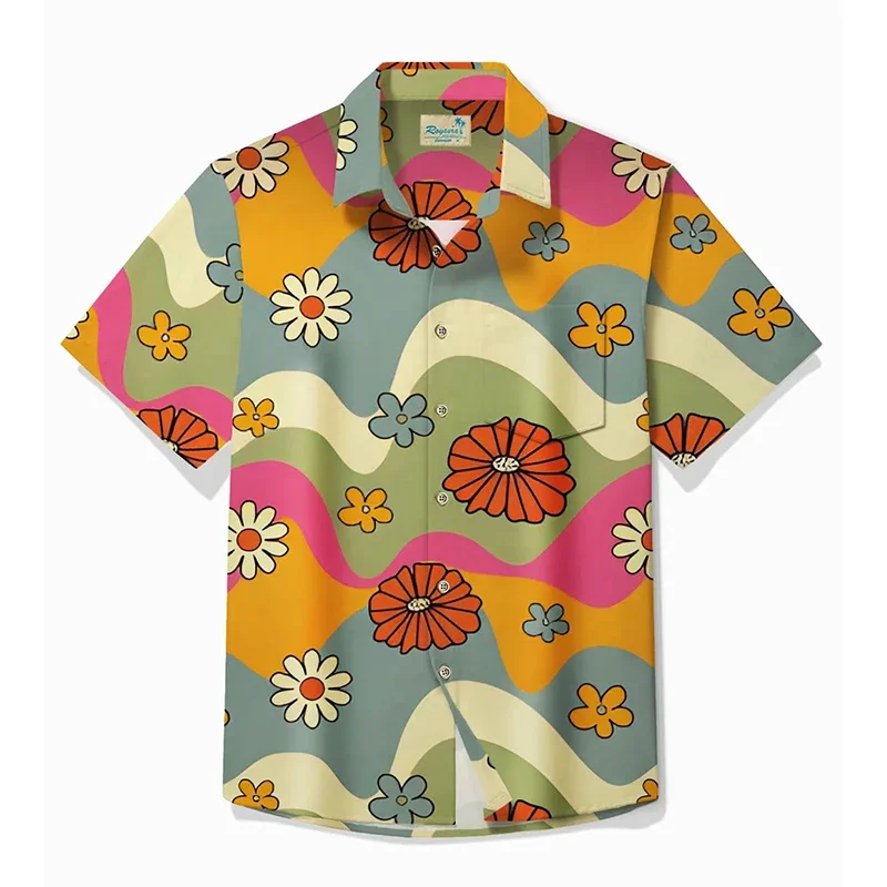 

New Men's Shirts Hawaii Tropical Style Cartoon Anime Seal Print Short-sleeved Aloha Shirts Female Clothing Summer Casual Blouse