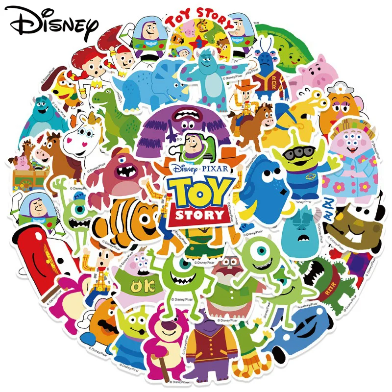 

50Pcs Disney Toy Story Pixar Cartoon Graffiti Stickers, Waterproof Luggage Decor Stickers for Decoration Kawaii Stickers