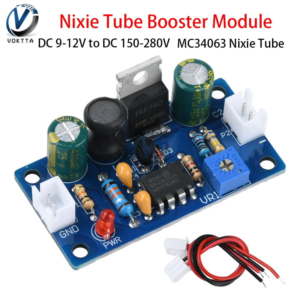 DC-DC 9-12V → 150-280V調整可能昇圧コンバータ 6E1 6E2 6E5 グロークロック ニキシー管 ステップアップ電源モジュール DC 5.5 * 2.1 インターフェース