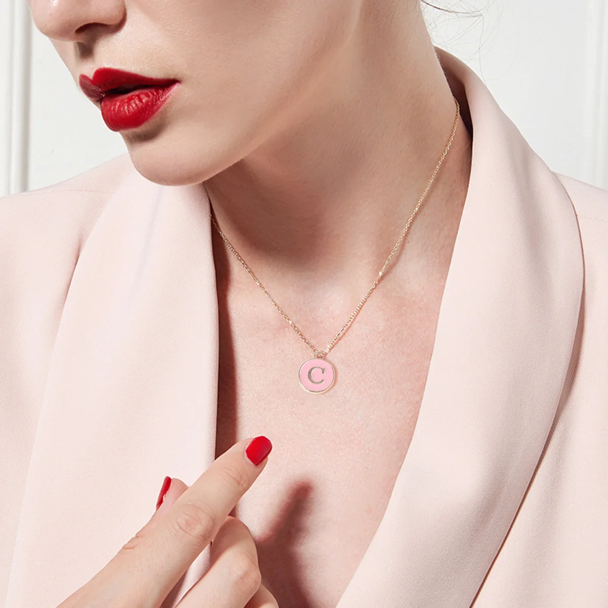 

1 Set Pink Double Sided Alphabet Letter Pendants Alloy Diy Charms For Jewelry Making Necklace Bracelet Keychain Craft Projects