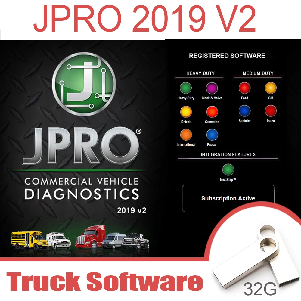 

JPRO Professional 2019 v2 Truck Software Diagnostic Tool Scanner Troubleshooting Features work with Noregon JPro DLA+2.0 Adapter