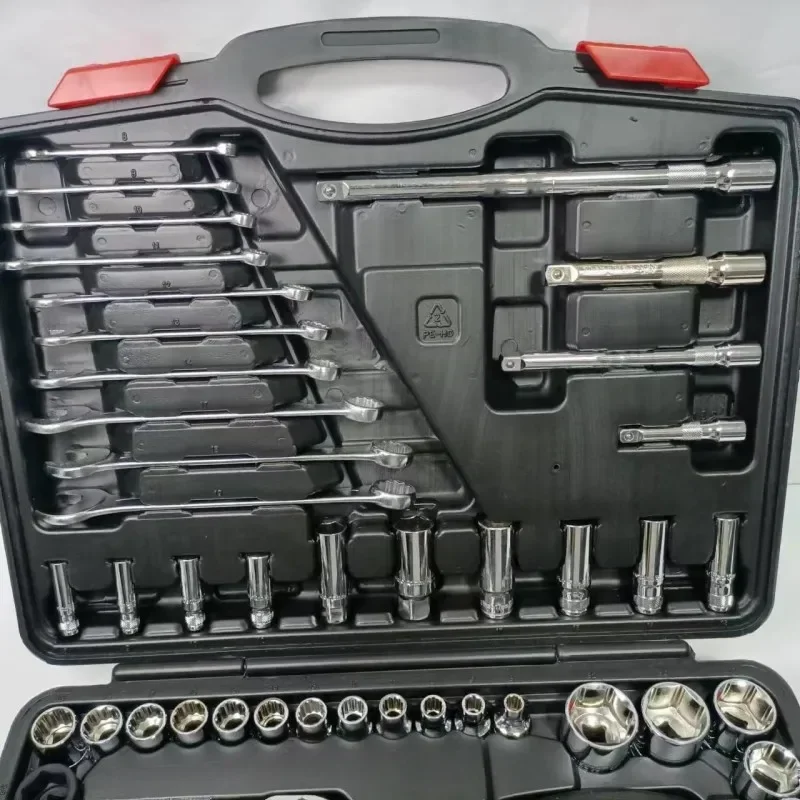 ใหม่ Multi-sppecification ratchet spanner ฮาร์ดแวร์รถซ่อมชุดเครื่องมือจุดช่างเครื่องมือฮาร์ดแวร์ซ่อมรถยนต์ 121 ชิ้นเครื่องมือ s