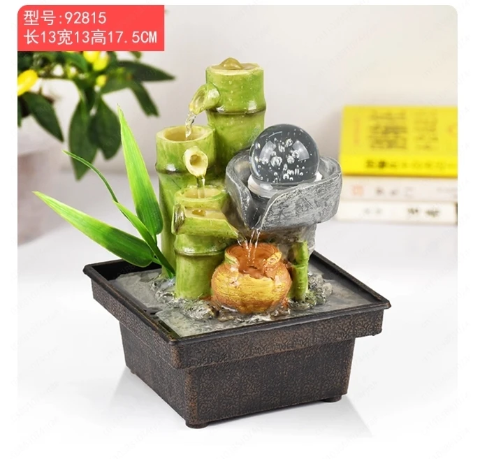 سطح المكتب الصغير نافورة الماء تشغيل زخرفة تعميم توليد المياه المال المرطب مكتب غرفة المعيشة عجلة فنغ شوي