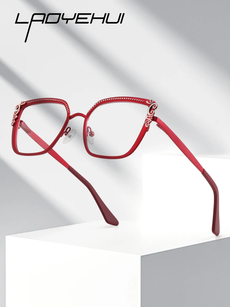 Luxury Square Optical Glasses Frames Vintage Flower Eyeglasses Frame Women Prescription Eyewear Female Myopia Hyperopia Glasses