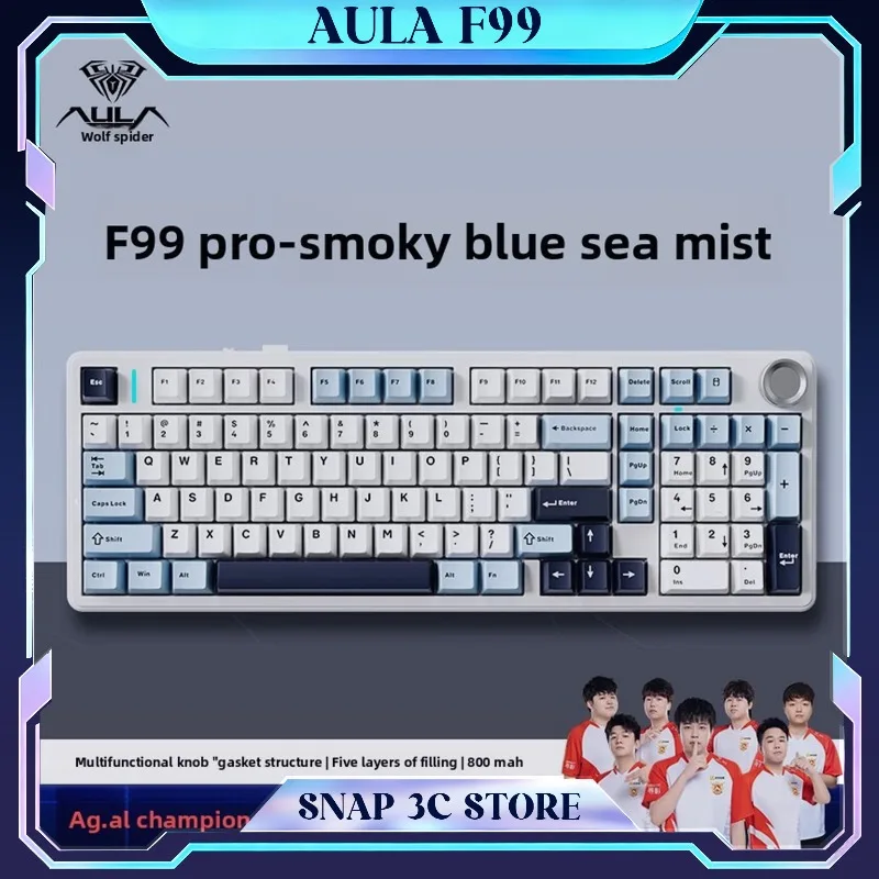 

AULA F99 Pro Mechanical Keyboard 3-Mode Wireless Bluetooth RGB Gasket Mount Side-Printed Keycap Hot Swap Gaming Keyboard for PC