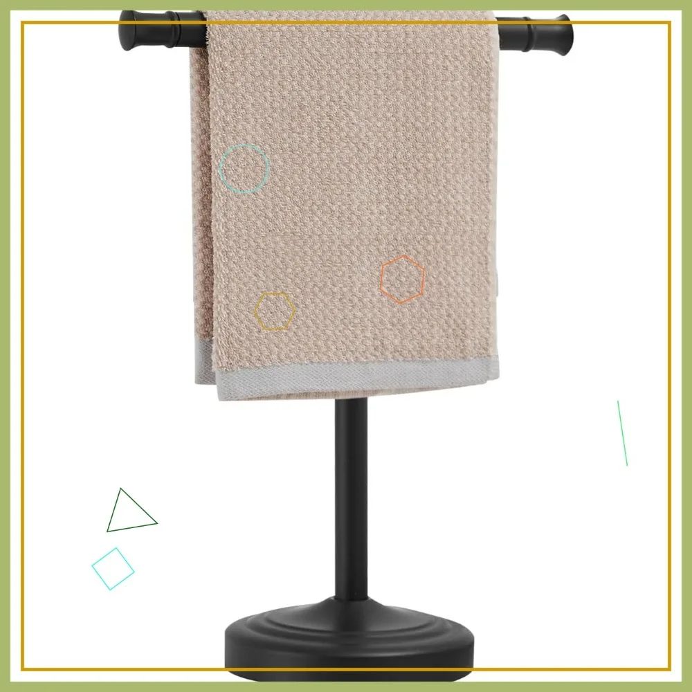 

13 Inch Matte Black T-Shape Towel Stand, Free Standing Stainless Steel Towel Holder for Bathroom Kitchen Vanity Countertop