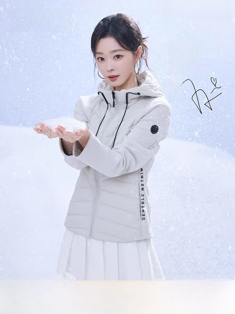 

Легкая женская спортивная куртка-пуховик Yaloo из гусиного пуха с капюшоном на молнии, приталенная, для осени и зимы, для повседневной носки