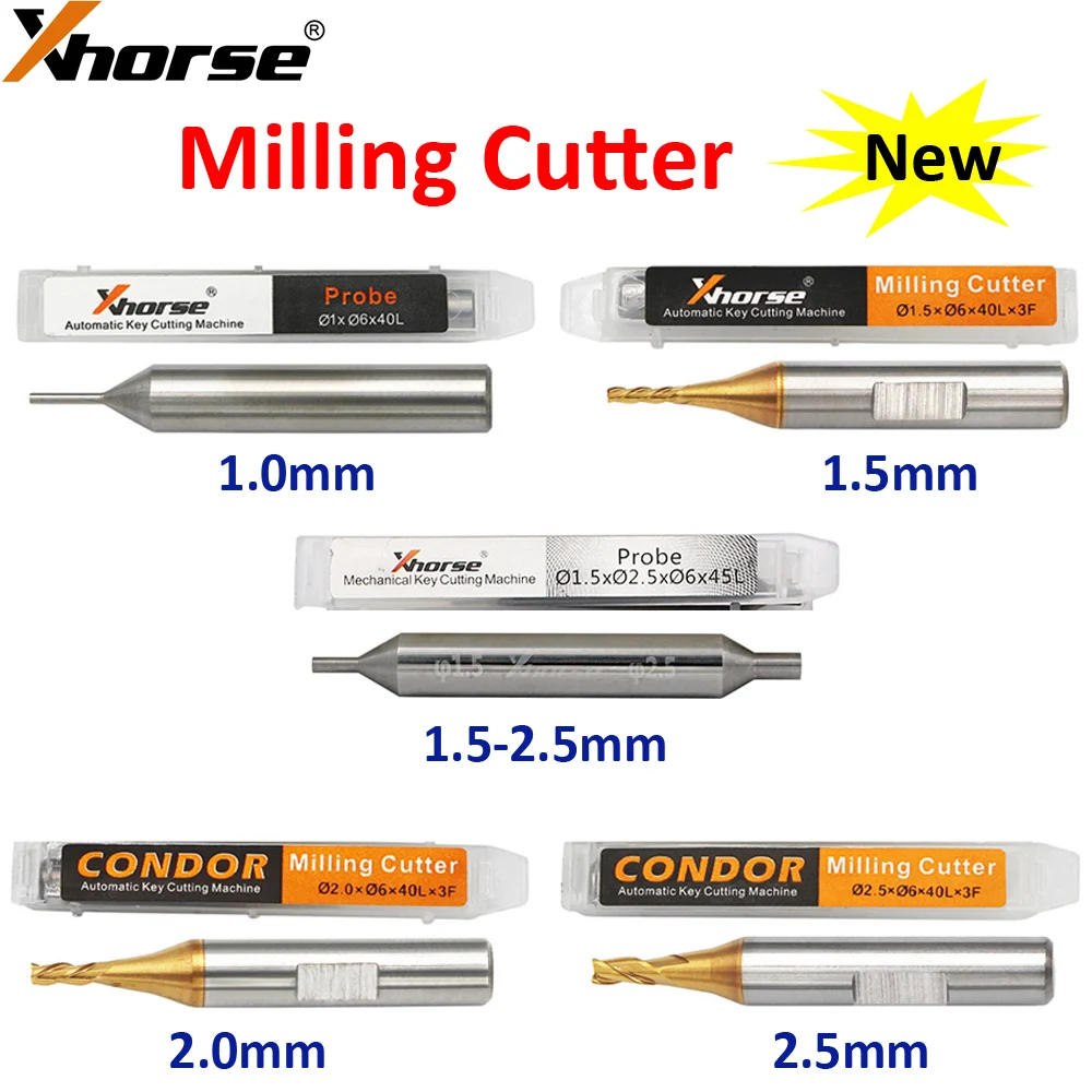 1.0mm 1.5mm 2.0mm 2.5mm Milling Cutter Probe for Xhorse CONDOR XC MINI Plus Dolphin XP-005 Dolphin XP-007 Key Cutting Machine