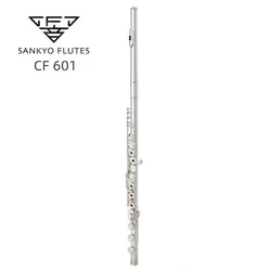 Sankyo CF 601 flute  Sliver Flute 17 Open Hole C Tune E key Musical instrument Professional with Case Free Shipping