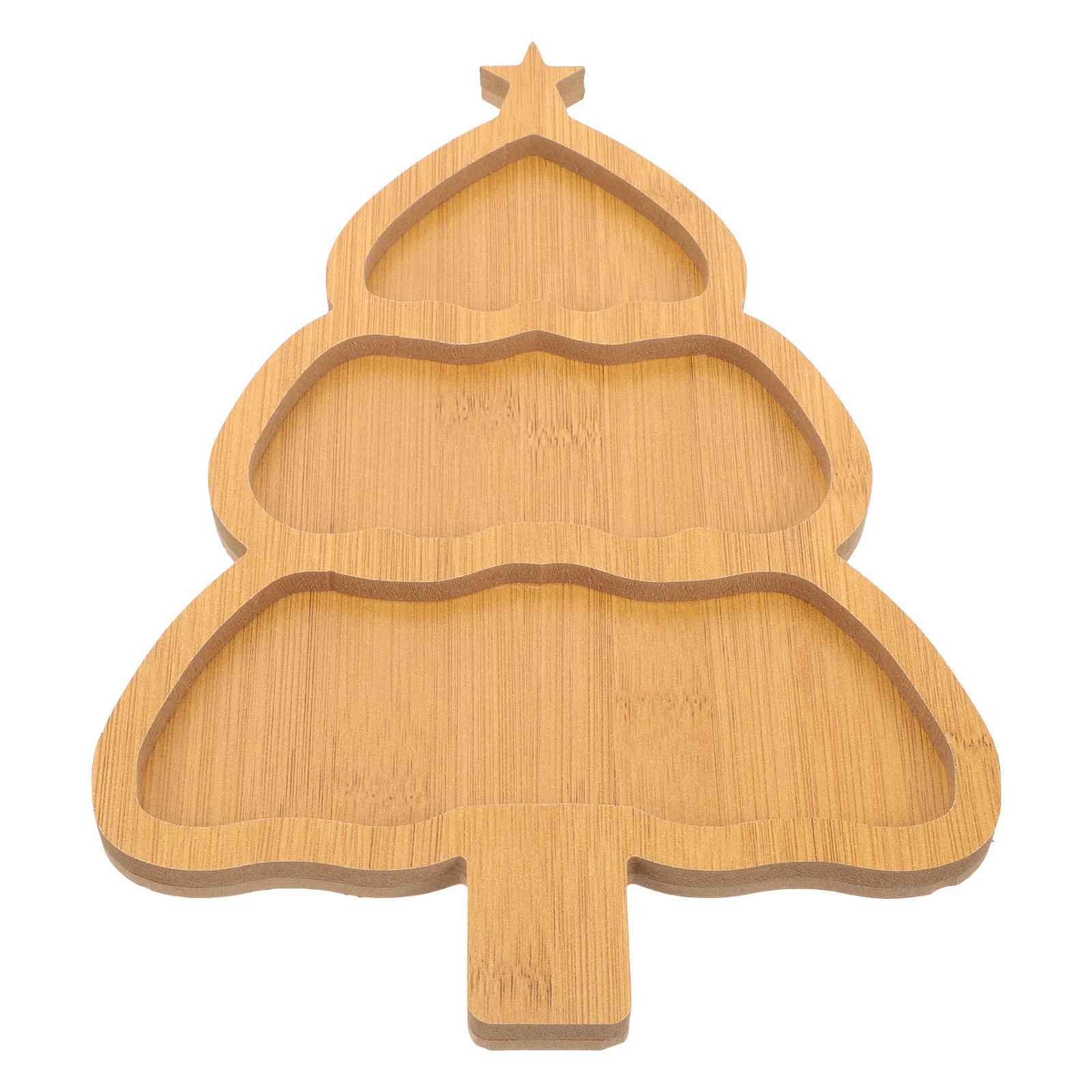 Saucer Christmas Tree Tray Wood Appetizer Plates Fruit Serving Dish Man Holiday