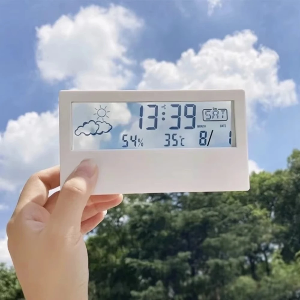 LED ميزان الحرارة الحرارية الرطوبة متعددة الوظائف ساعة إلكترونية درجة الحرارة مقياس الرطوبة محطة الطقس للمنزل مع إنذار