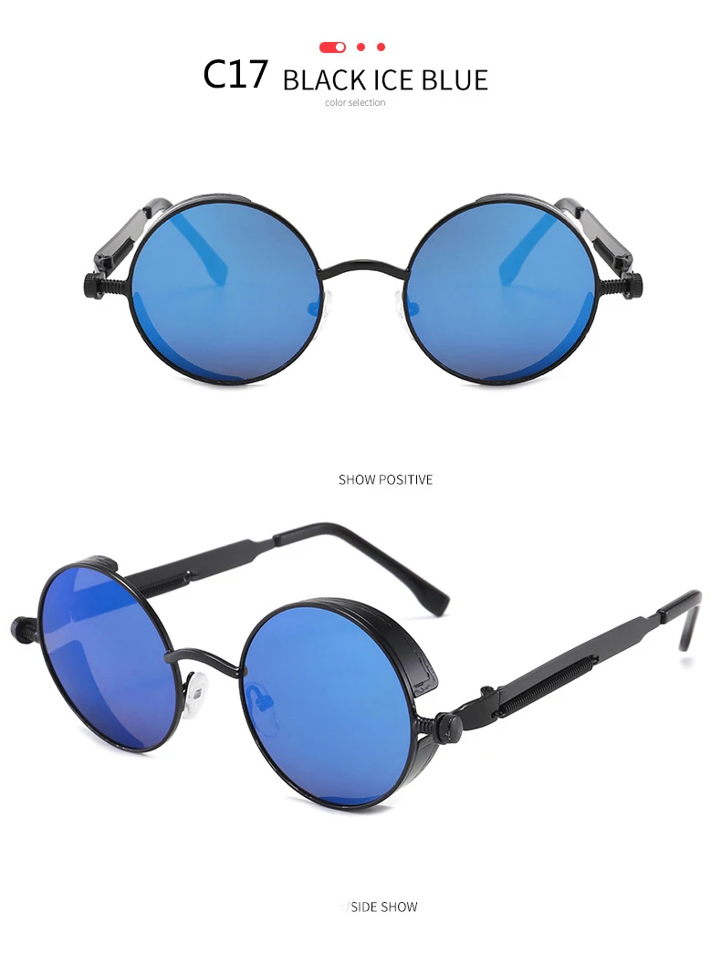 BOYSEEN 2025 Vintage Steampunk Sonnenbrille Frau Männer Runde Luxus Metall Retro Sonnenbrille Hiphop Stil Brillen UV400 – Detail 27
