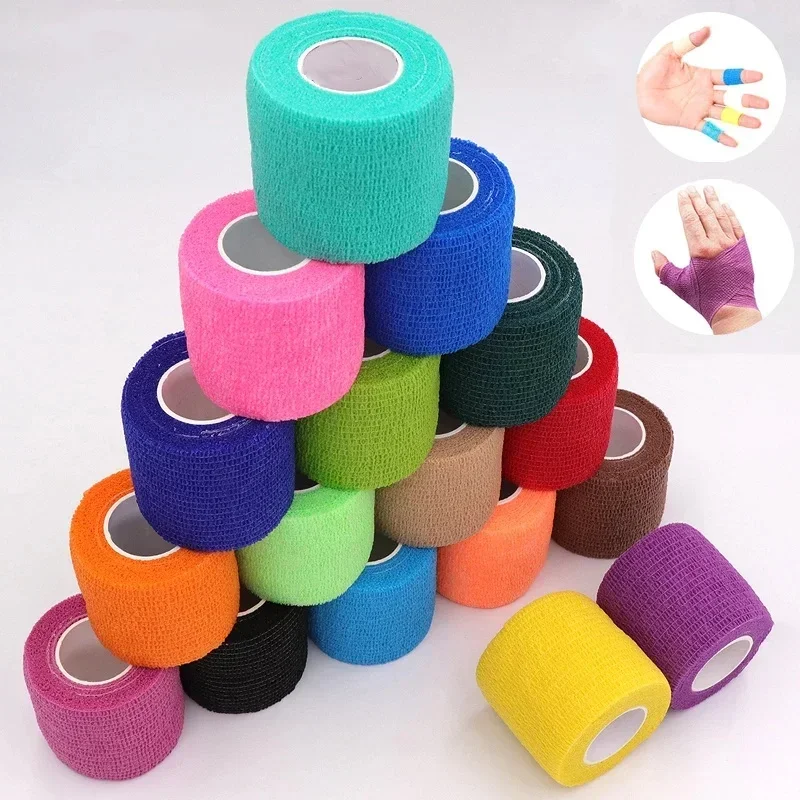 2 Size 5cm/2.5cm x4.5m Colorful Sport Self Adhesive Elastic Bandage Wrap Tape For Knee Support Pads Finger Ankle Palm Shoulder