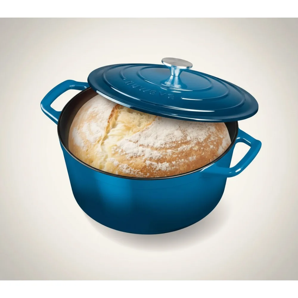 

6QT Enameled Cast Iron Dutch Oven with Lid, 7-Layer Rust Protection, Oven Safe to 500°F for Baking Bread, Braising & Stewing
