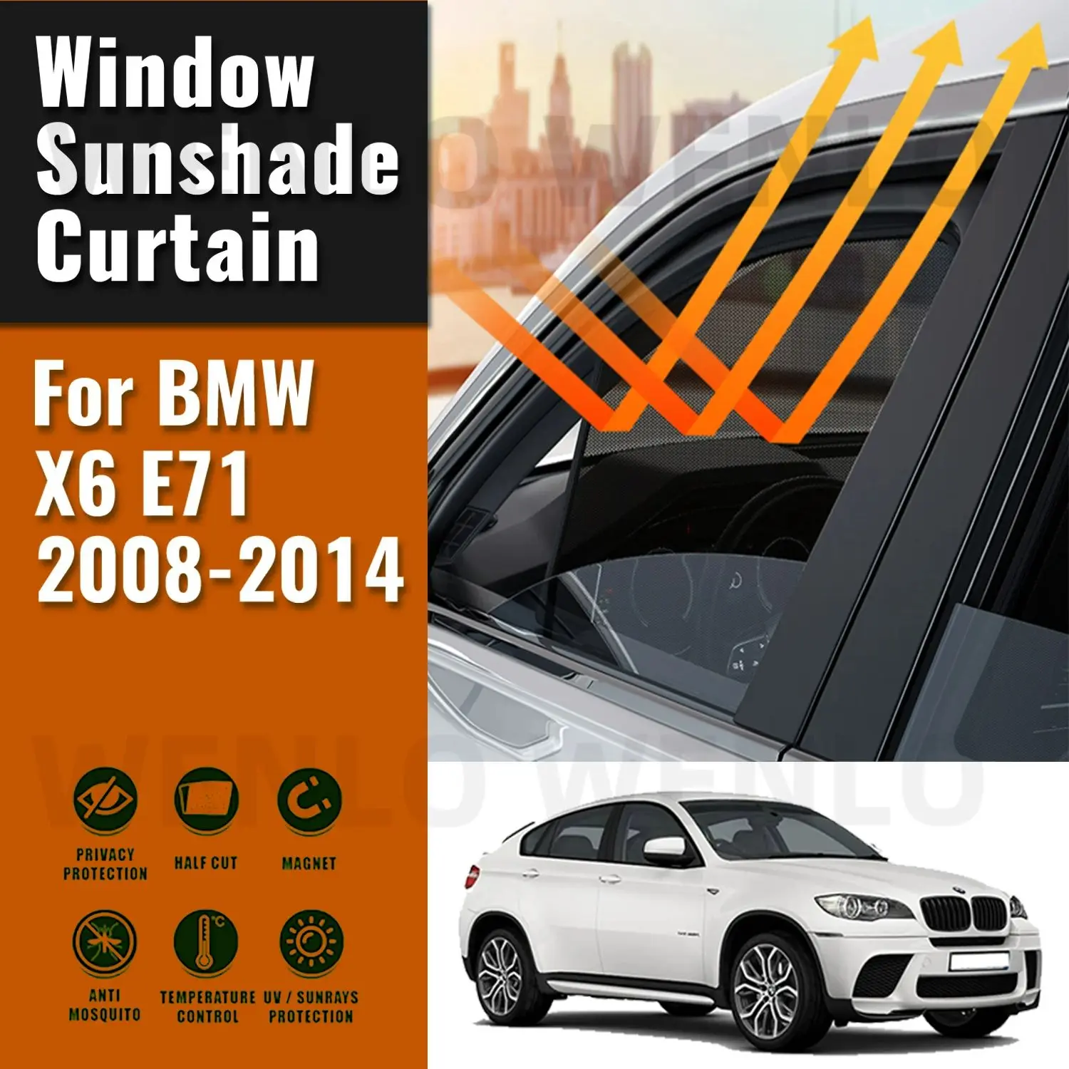 

For BMW X6 E71 2008-2014 Car Side Window Sunshade Windshield Magnetic Sun Shade Solar Protection Parasol Children Curtains