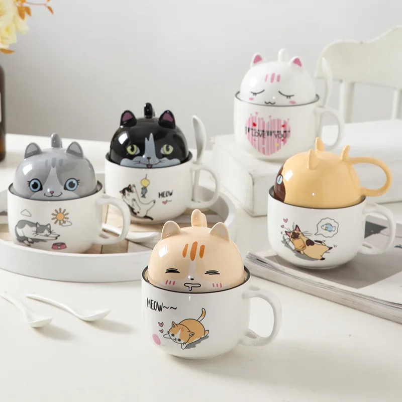 Shiba Inu Cat Coffee Cup Home Cartoon Animal Decoration Cup Creative Couple Ceramic Cup Afternoon Tea Breakfast Milk Tableware