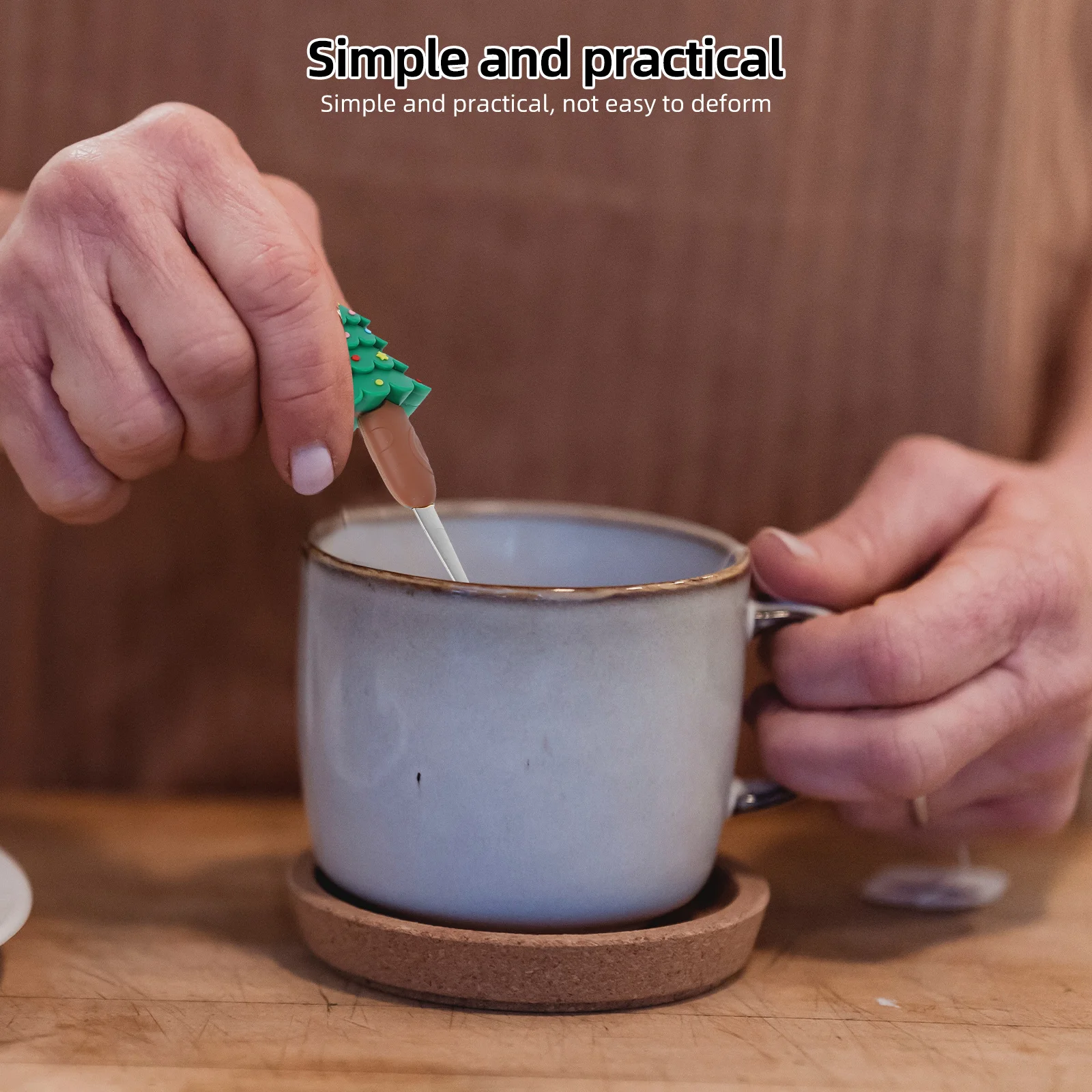 4 Stück Schokoladen-Rührlöffel Fancy Dessert Edelstahl Kaffee Mischen Niedlich