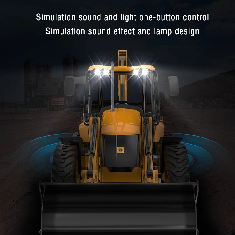 Double E Rc Car Boys Toys Remote Control Excavator 1:20 Backhoe Loader Light Construction Vehicle Jcb Model Children Gift E589