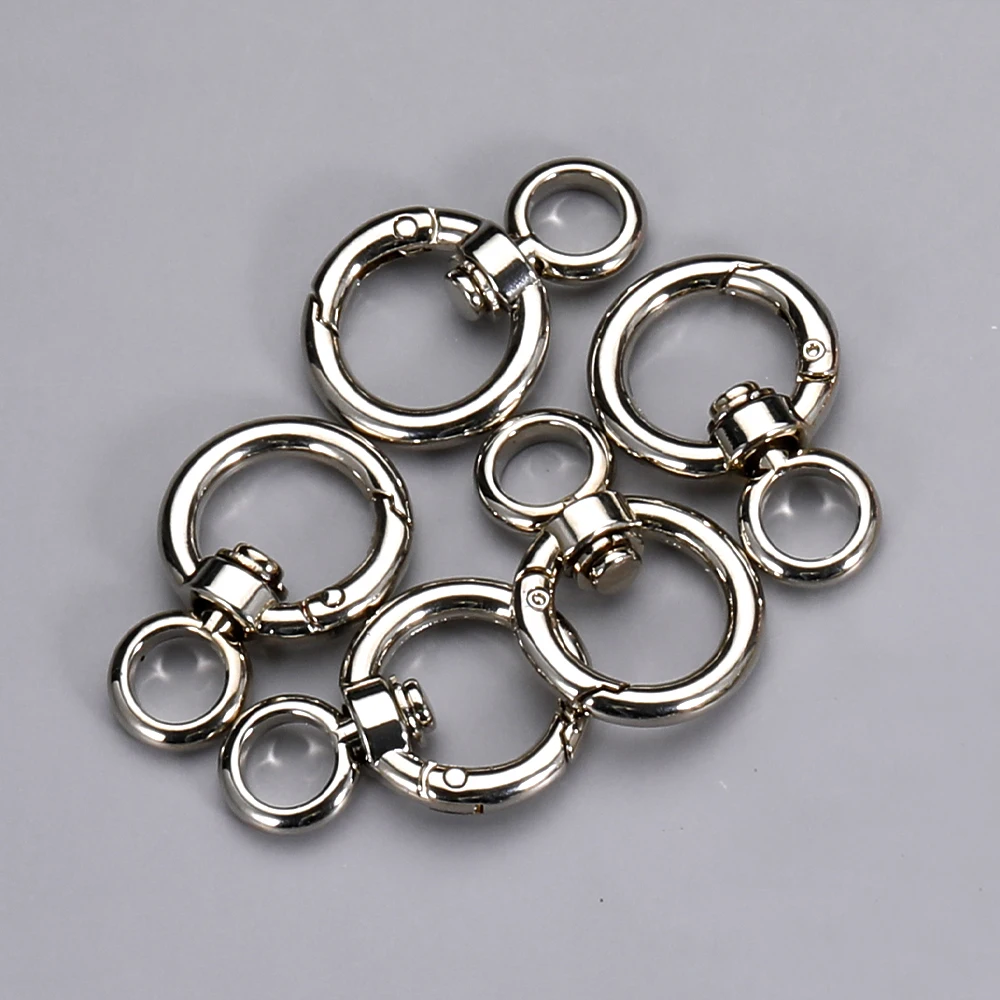 5pcs DIY Key Chain Accessories Zinc Alloy Clamp Carabiner Split Ring Keychain Rotating Keychains Lobster Lock Clip Spring Buckle