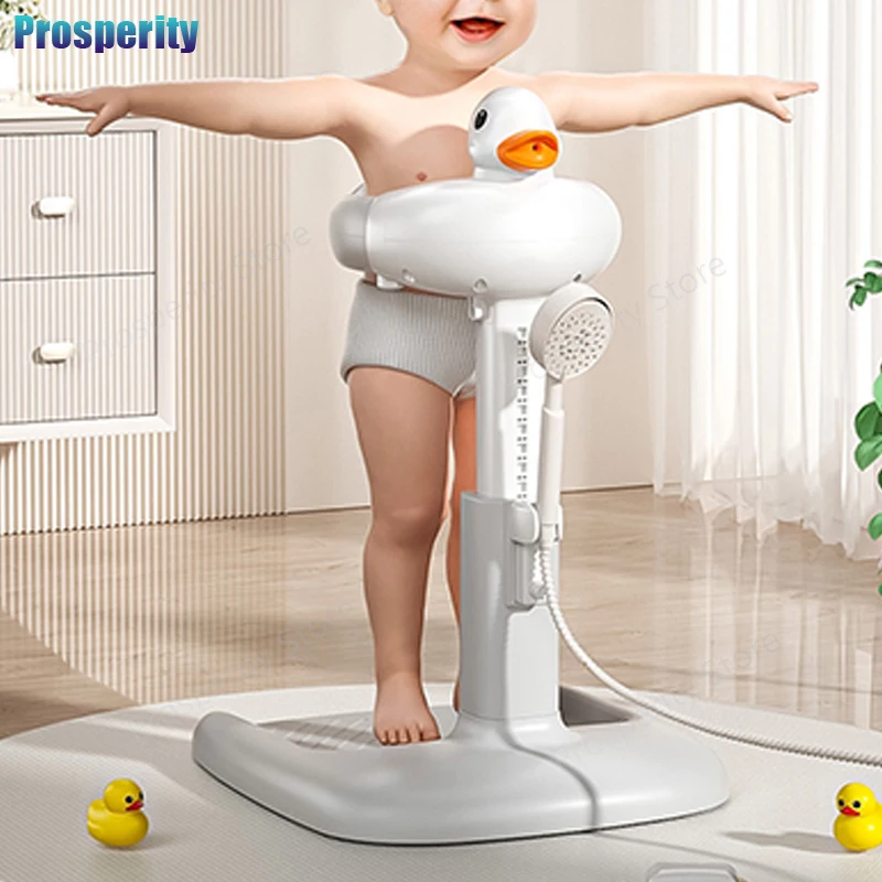 حوض استحمام للأطفال مع حامل دش مضاد للكسحوان، برج دش قابل للتعديل، دعم حمام مضاد للانزلاق للأطفال الصغار من عمر 6 إلى 36 شهرًا