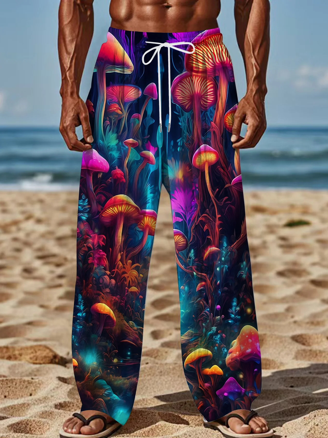 

Colorful Mushroom Trend Classic Print 2026 New Men's Pants Women's 3D Color Series Casual Pants Y2K Street Couple Sports Pants